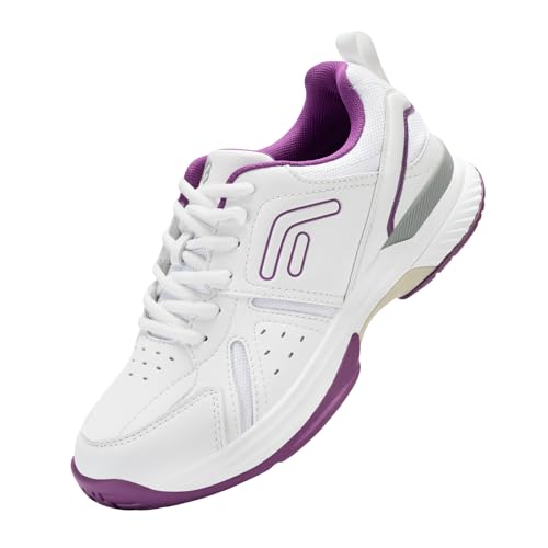 FitVille Tennisschuhe Damen Sneaker Weit Walking Schuhe Leicht Laufschuhe Bequeme Turnschuhe Atmungsaktiv Sportschuhe Dämpfung Freizeitschuhe rutschfest Weiß/Violett 39.5 EU von FitVille