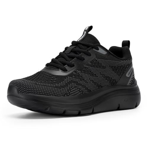 FitVille Walking Schuhe Damen Breit Sportschuhe Leichte Weite Sneaker Bequeme Turnschuhe Atmungsaktive Laufschuhe mit Dämpfung Freizeitschuhe Outdoor Fitness Jogging,Schwarz,42.5,Weit von FitVille