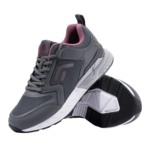 FitVille Walkingschuhe Damen Extra Breit Sportschuhe Leicht Atmungsaktive Turnschuhe Laufschuhe Bequeme Freizeitschuhe Sneakers für Breite Füße Plantarfasziitis Fußschmerzen,Dunkelgrau,37 EU,X-Weit von FitVille
