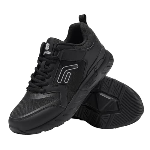 FitVille Walkingschuhe Damen Extra Breit Sportschuhe Leicht Atmungsaktive Turnschuhe Laufschuhe Bequeme Freizeitschuhe Sneakers für Breite Füße Plantarfasziitis Fußschmerzen,Schwarz,39.5 EU,Weit von FitVille