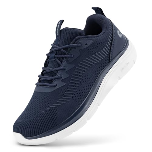 FitVille Walkingschuhe Herren Extra Weite Sneaker Atmungsaktive Laufschuhe Bequeme Sportschuhe für Breite Füße Mitternachtsblau 44.5 EU Weit von FitVille