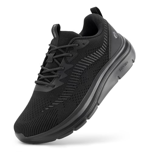 FitVille Walkingschuhe Herren Extra Weite Sneaker Atmungsaktive Laufschuhe Bequeme Sportschuhe für Breite Füße Schwarz 43 EU Weit von FitVille