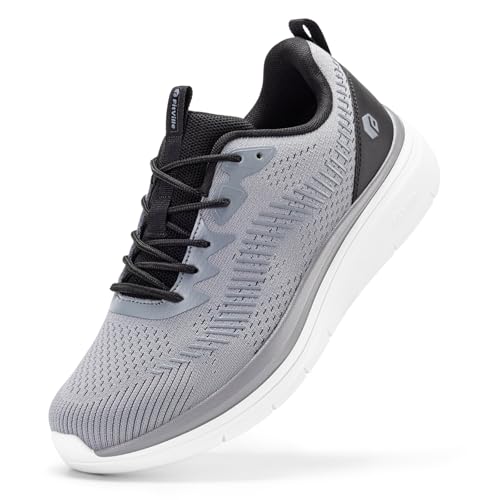 FitVille Walkingschuhe Herren Extra Weite Sneaker Atmungsaktive Laufschuhe Bequeme Sportschuhe für Breite Füße Cadet Grau/Schwarz 44.5 EU Weit von FitVille