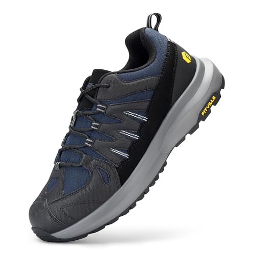 FitVille Wanderschuhe Herren Extra Breit Leicht atmungsaktive Trekkingschuhe Weite Outdoor Schuhe rutschfeste Bergschuhe Dämpfung Herren Sneaker mit Fußgewölbestütze Marineblau 42.5 EU X-Weit von FitVille