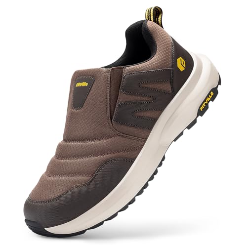 FitVille Wanderschuhe Herren Extra Breit Leicht atmungsaktive Trekkingschuhe Weite Slip-on Outdoor Schuhe rutschfeste Knöchel Bergschuhe rutschfeste Schuhe Herren Sneaker Braun 41 EU Weit von FitVille