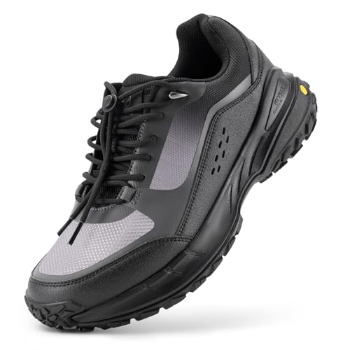 FitVille Wanderschuhe Herren Extra Breit Trekkingschuhe rutschfeste Outdoor Schuhe Atmungsaktiv Bergschuhe Leicht Walkingschuhe Weit Herren Sneaker Dunkelgrau/Schwarz 43 EU X-Weit von FitVille