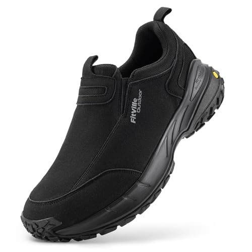 FitVille Wanderschuhe Herren Extra Breit Trekkingschuhe rutschfeste Outdoor Schuhe Atmungsaktiv Walkingschuhe Slip on Freizeitschuhe Weit Herren Sneaker mit Fußgewölbestütze Schwarz 45 EU Weit FitVille Wanderschuhe Herren Extra Breit Trekkingschuhe rutschfeste Outdoor Schuhe Atmungsaktiv Walkingschuhe Slip on Freizeitschuhe Weit Herren Sneaker mit Fußgewölbestütze Schwarz 45 EU Weit von FitVille