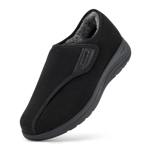 FitVille Weit Hausschuhe Winter Damen Warme Lamm Slipper gefüttert Schwarz 41 EU Weit von FitVille