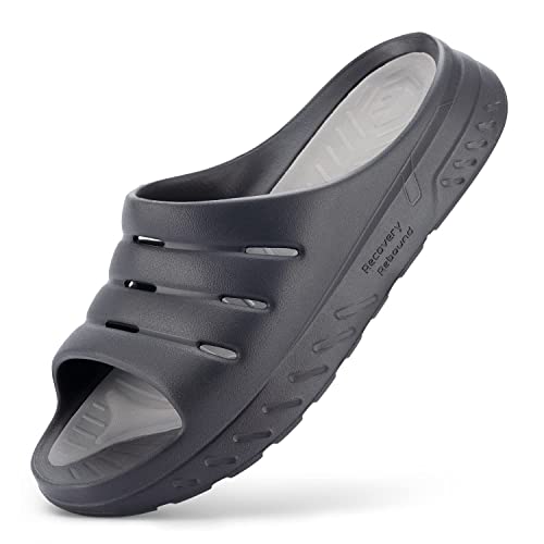 FitVille Weit Herren Badeschuhe Diabetiker Slippers Herren Sommer Orthopädischer Pantoletten für Briete Füße Schiebe-Sandalen Schwarz 50 EU Weit von FitVille