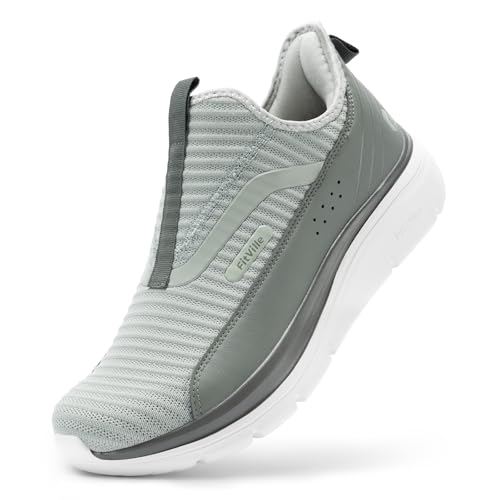 FitVille Extra Weit Slip On Sneaker Herren Walkingschuhe Schlupfschuhe Leichte Sportschuhe Bequeme Turnschuhe Freihändige Fitnessschuhe Slipper Outdoor Hellgrün EU 49 Weit von FitVille