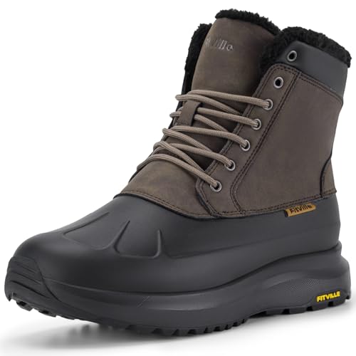 FitVille Winterschuhe Herren Extra Weit Warm Winterstiefel Wasserdicht Gefüttert Schneestiefel Kurzschaft Stiefel Breit Winter Outdoor Boots Rutschfeste Schuhe Schwarz 44.5 EU Weit von FitVille