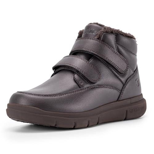FitVille Winterschuhe Herren Extra Weit Winterstiefel Wasserdicht Warm Gefüttert Schneestiefel Kurzschaft Stiefel Breit Winter Boots Outdoor Warm Ankle Boots Rutschfeste Schuhe,Braun,44.5,Weit von FitVille