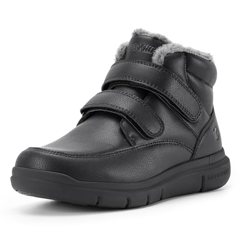 FitVille Winterschuhe Herren Extra Weit Winterstiefel Wasserdicht Warm Gefüttert Schneestiefel Kurzschaft Stiefel Breit Winter Boots Outdoor Warm Ankle Boots Rutschfeste Schuhe,Schwarz,42,X-Weit von FitVille