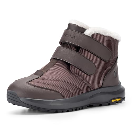 FitVille Winterstiefel Herren Winterschuhe Extra Breit Schneestiefel Warm Gefüttert Wanderstiefel mit Klettverschluss Rutschfeste Trekkingschuhe Wasserdicht Outdoor Boots, Braun, 45 EU Weit FitVille Winterstiefel Herren Winterschuhe Extra Breit Schneestiefel Warm Gefüttert Wanderstiefel mit Klettverschluss Rutschfeste Trekkingschuhe Wasserdicht Outdoor Boots, Braun, 45 EU Weit von FitVille