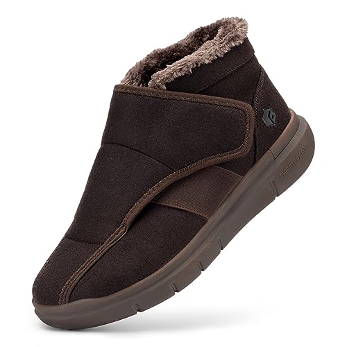 FitVille Winterschuhe Herren extra weit Senioren Hausschuhe mit Klettverschluss Plüsch Lammfell Stiefel Braun übergröße 45 EU FitVille Winterschuhe Herren extra weit Senioren Hausschuhe mit Klettverschluss Plüsch Lammfell Stiefel Braun übergröße 45 EU von FitVille