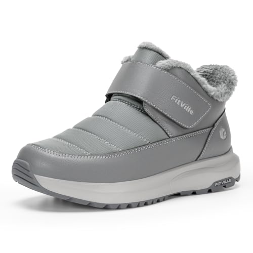 FitVille Extra Breite Winterstiefel Herren Wasserdicht Winterschuhe mit Klettverschluss Warme Gefüttert Schneestiefel Rutschfeste Kurzschaft Stiefel Bequeme Winter Outdoor Boots Grau 44 EU X-Weit FitVille Extra Breite Winterstiefel Herren Wasserdicht Winterschuhe mit Klettverschluss Warme Gefüttert Schneestiefel Rutschfeste Kurzschaft Stiefel Bequeme Winter Outdoor Boots Grau 44 EU X-Weit von FitVille