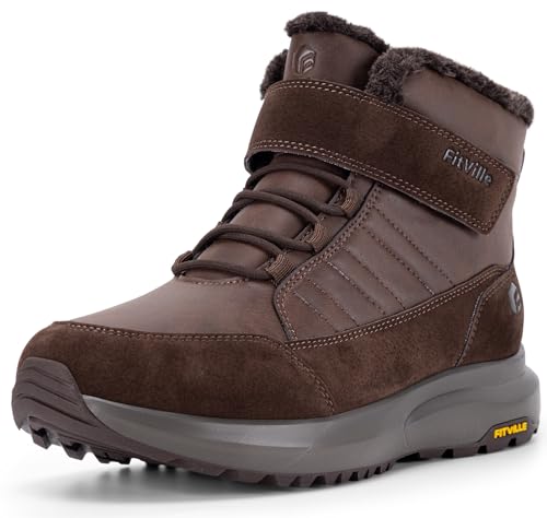FitVille Winterstiefel Herren Extra Weit Winterschuhe mit Klettverschluss Warme Gefüttert Schneestiefel Rutschfeste Kurzschaft Stiefel Bequeme Winter Outdoor Boots,Dunkelbraun,42,Weit FitVille Winterstiefel Herren Extra Weit Winterschuhe mit Klettverschluss Warme Gefüttert Schneestiefel Rutschfeste Kurzschaft Stiefel Bequeme Winter Outdoor Boots,Dunkelbraun,42,Weit von FitVille