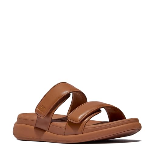 FitFlop Damen F-Mode Go Adjustable Flatform Two Bar Slides Wedge Sandalen, Deep Tan, 43 EU von Fitflop