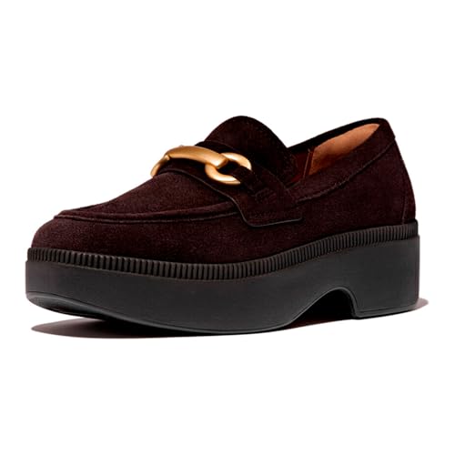 Fitflop F-Luma Chunky-Snaffle Suede Demi-Wedge Loafers BRUIN - Größe 40 von Fitflop