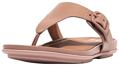 FitFlop Gracie Zehensteg-Sandalen aus Leder mit Gummi-Schnalle, Beige, 39 EU von Fitflop