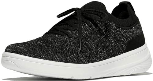 FitFlop Superq Knit Slip-on Schnürschuhe für Damen, Schwarz/Silberfarben, 37 EU von Fitflop