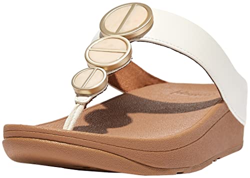 FitFlop Women's HALO Metallic-Trim Toe-Post Sandal, Cream, Size 10 von Fitflop