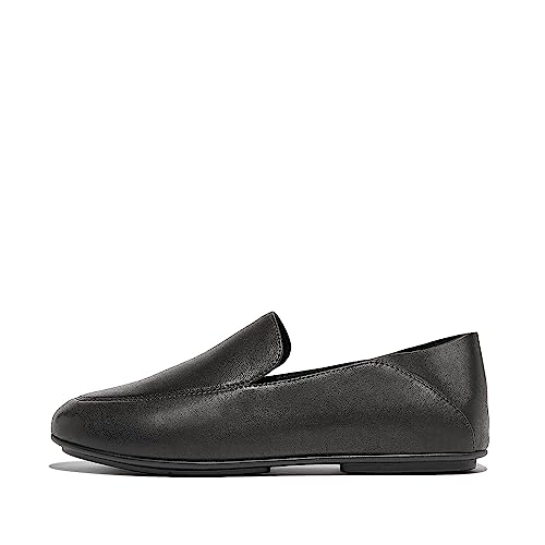 Fitflop Damen Allegro Crush-Back Leather Loafers Flacher Slipper, Schwarz, 43 EU von Fitflop