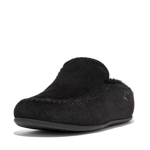 Fitflop Damen Chrissie Slipper mit Häkelnähten Hausschuh, Schwarz, 36 EU von Fitflop