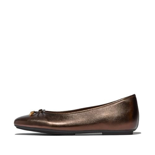 Fitflop Damen Delicato Bow Soft Metallic-Leather Ballet Flats Ballerinas, Metallisches Schokoladenbraun, 38.5 EU Schmal Fitflop Damen Delicato Bow Soft Metallic-Leather Ballet Flats Ballerinas, Metallisches Schokoladenbraun, 38.5 EU Schmal von Fitflop