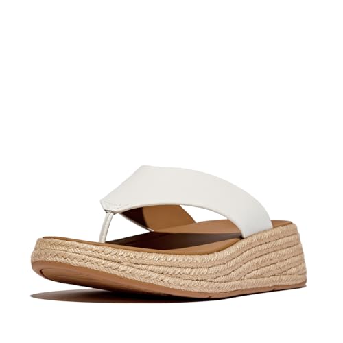 Fitflop Damen F Mode Espadrille Flatform Toe-Post Leder Urban White Sandalen 40 EU von Fitflop