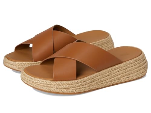 Fitflop Damen F-Mode Espadrille Leather Flatform Cross Slides Schiebe-Sandalen, Deep Tan, 40 EU von Fitflop