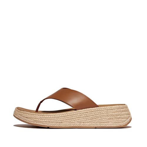 Fitflop Damen F-Mode Espadrille Leather Flatform T/Post Sandale, Deep Tan, 43 EU von Fitflop