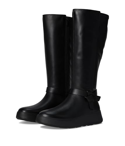 Fitflop Damen F-Mode Flatform Hohe Stretch gefaltetem Knoten Stiefel, Schwarz, 37 EU von Fitflop