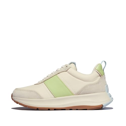 Fitflop Damen F-Mode Flow Fabric/Suede/Leather Flatform Sneakers Sneaker, Lime, 40 EU von Fitflop