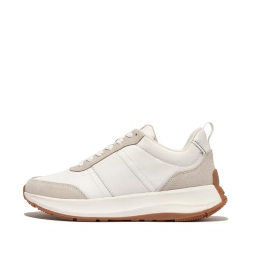 Fitflop Damen F-Mode Flow Flatform-Sneaker aus Stoff/Wildleder/Leder Schuh, Urban White Mix, 38.5 EU von Fitflop