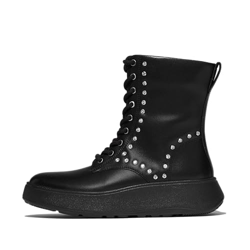 Fitflop Damen F-Mode Gem-Trim Leather Lace-up Ankle Boots Stiefelette, Schwarz, 39 EU von Fitflop