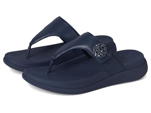 Fitflop Damen F-Mode Go Beadie-Button ADJ. Flatform T/P Sandale, Navy, 41 EU von Fitflop