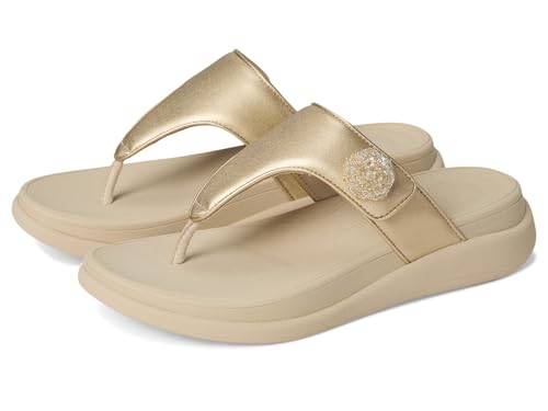 Fitflop Damen F-Mode Go Beadie-Button ADJ. Flatform T/P Sandale, Platin, 43 EU von Fitflop