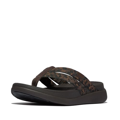 Fitflop Damen F-Mode Go Leopard Webbing Strappy Flip-Flops Flipflop, Chocolate Mix, 40 EU von Fitflop