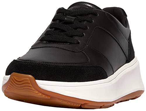 Fitflop Damen F-Mode Leather/Suede Flatform Sneakers Sneaker, Black, 37.5 EU von Fitflop