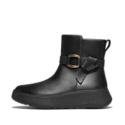 Fitflop Damen F-Mode Square-Ring Leather Flatform Ankle Boots Stiefelette, Schwarz, 38.5 EU von Fitflop