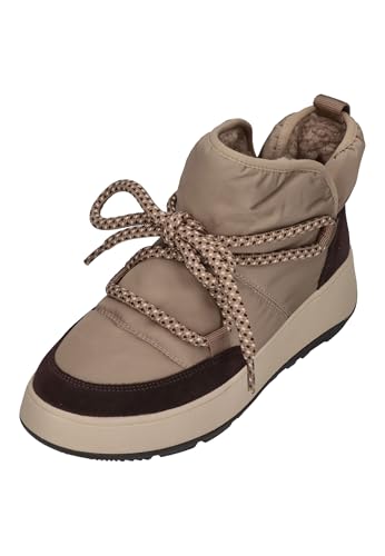 Fitflop F-Mode Damen-Stiefelette mit resistentem Biofleece-Netzgewebe, Flatform-Stiefelette, Taupe, Größe 38, taupe, 38 EU von Fitflop