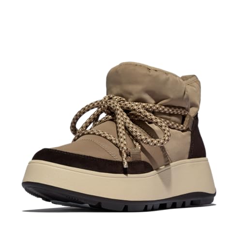 Fitflop Damen F-Mode W/Resistant Biofleece Mesh Flatform Booties Stiefelette, Taupe, 38.5 EU von Fitflop