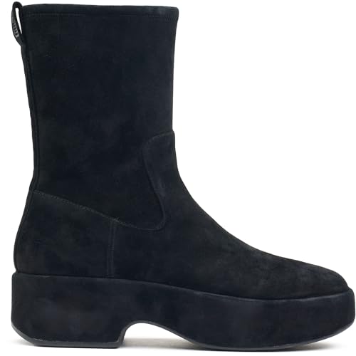 Fitflop Damen F-luma Stretch Suede Demi-Wedge Mid-Calf Boots Stiefelette, Schwarz, 38 EU von Fitflop