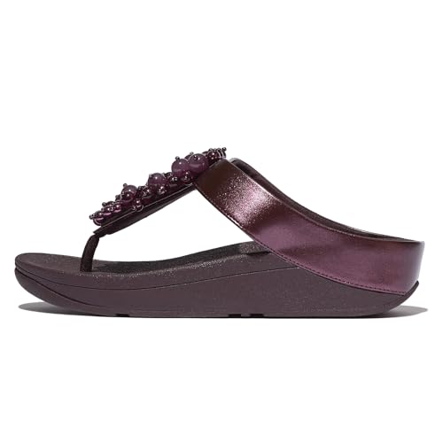 Fitflop Damen Fino Bauble-Bead Toe-Post Sandale, Metallic Plumberry, 39 EU Weit von Fitflop