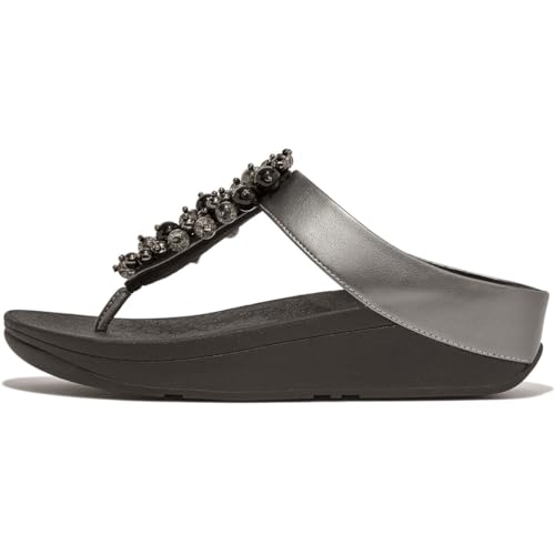 Fitflop Damen Fino Bauble-Bead Toe-Post Sandale, Pewter Black, 36 EU von Fitflop