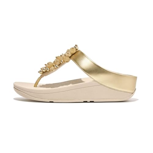 Fitflop Damen Fino Bauble-Bead Toe-Post Sandale, Platin, 40 EU Weit von Fitflop