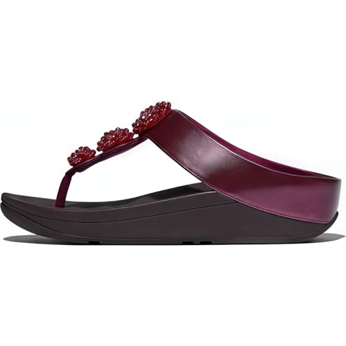 Fitflop Damen Fino Beadie-Button Toe-Post Sandale, Metallic Rubin, 38 EU von Fitflop