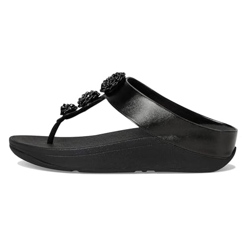 Fitflop Damen Fino Beadie-Button Toe-Post Sandale, schwarz metallic, 37 EU von Fitflop