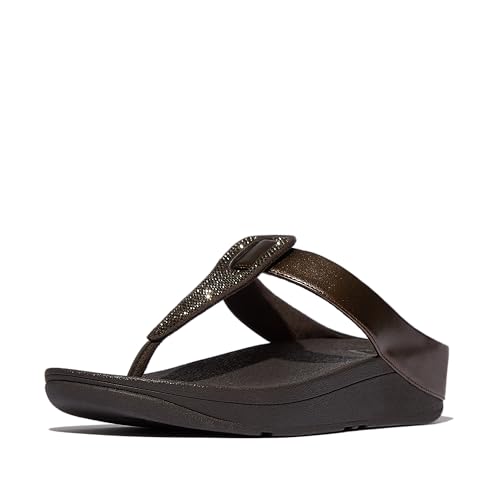 Fitflop Damen Fino Crystal Detail Toe-Post Sandale, Metallic Chocolate Brown, 39 EU von Fitflop